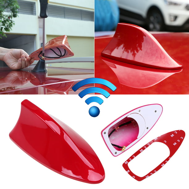 Red ABS Car Roof Style Shark Fin Shape Antenna Radio Signal Aerials AM/FM